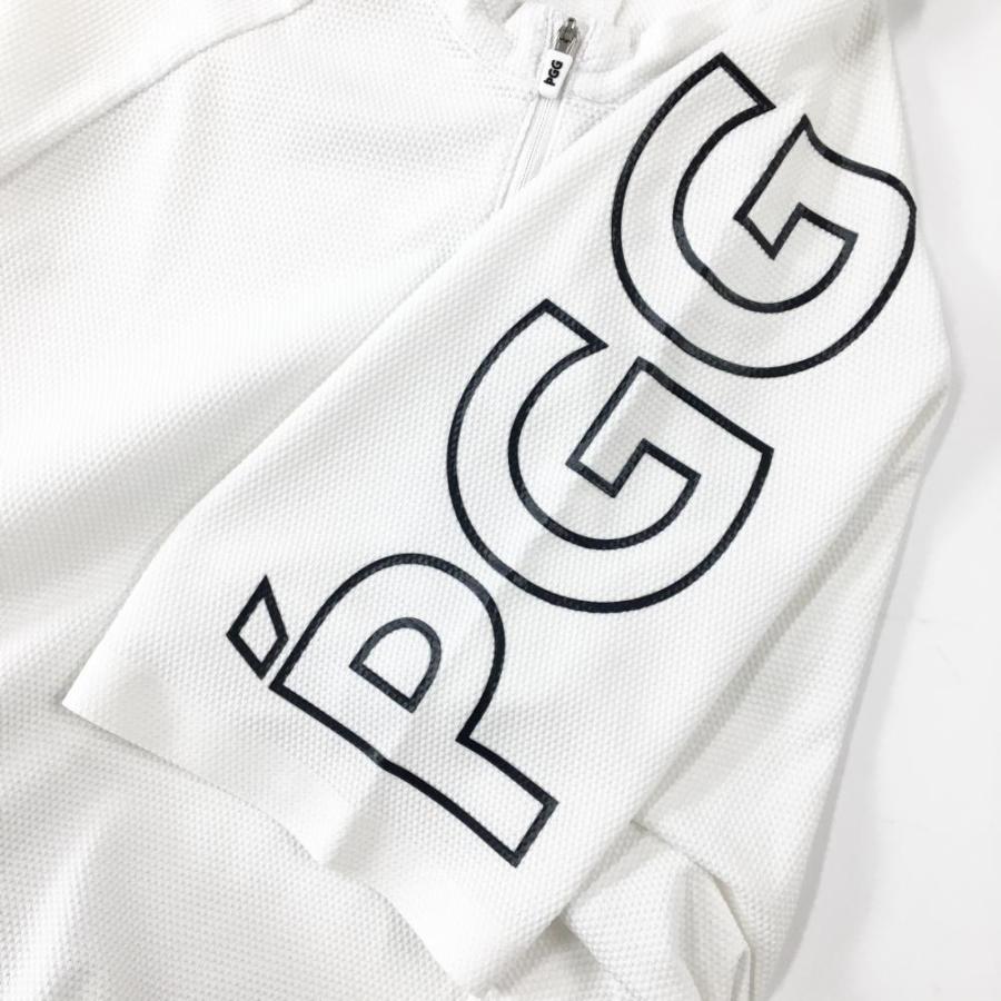 パーリーゲイツpggメンズ半袖サイズL PGG 【超美品】PGGパーリーゲイツ 半袖シャツ 白×黒 織生地 ハーフ