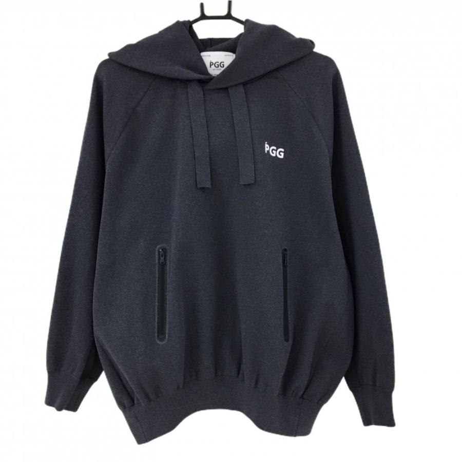 PGG 【超美品】PGGパーリーゲイツ ニットパーカー グレー ロゴプリント
