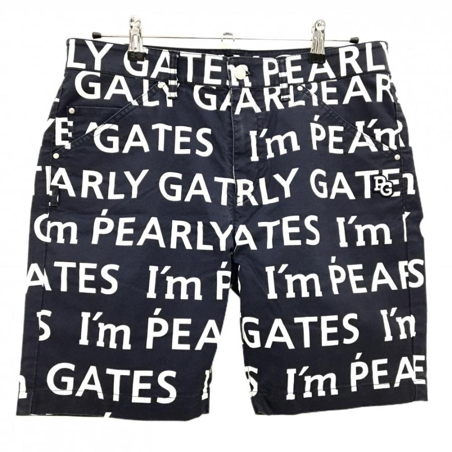 PEARLY GATES（パーリーゲイツ） ハーフパンツ ネイビー×白 ロゴ総柄
