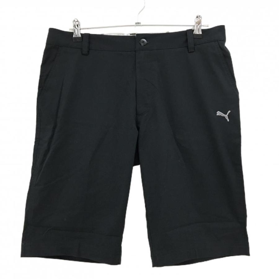PUMA（プーマ） 【美品】プーマ ハーフパンツ 黒 ロゴ刺しゅう 無地 