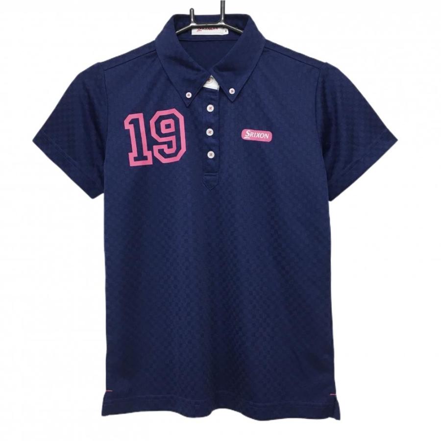 SRIXON 【超美品】スリクソン 半袖ポロシャツ ネイビー ブロック