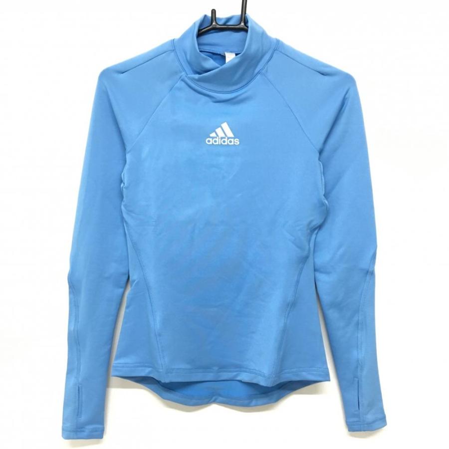 adidas（アディダス） 長袖ハイネックシャツ ライトブルー×白 フロント