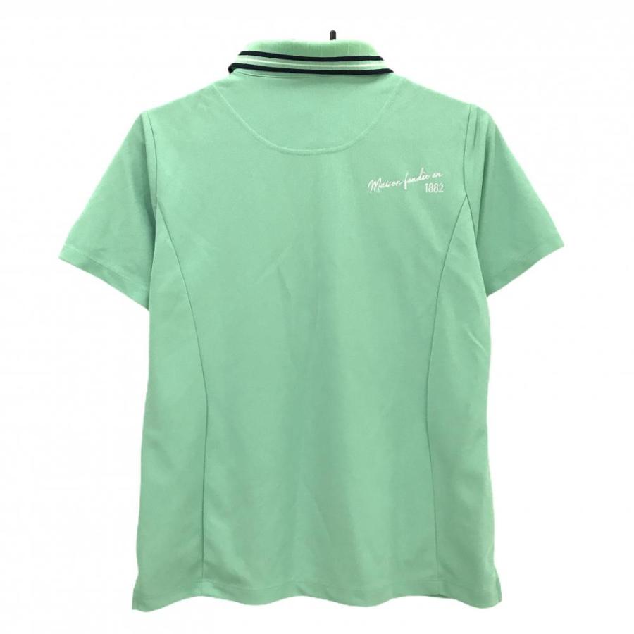 【美品】ルコックゴルフ 半袖ポロシャツ ライトグリーン系×白　レディース M le coq sportif GOLF（ルコックスポルティフ ゴルフ） 【新品