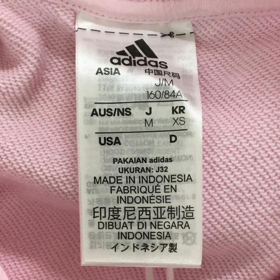 adidas（アディダス） パーカー ピンク×白 袖3ライン トレーナー