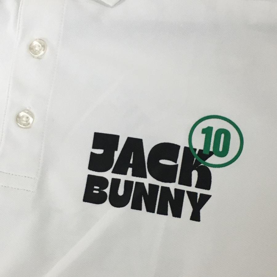 Jack Bunny!!（ジャックバニー） 半袖ポロシャツ 白×黒 ロゴプリント