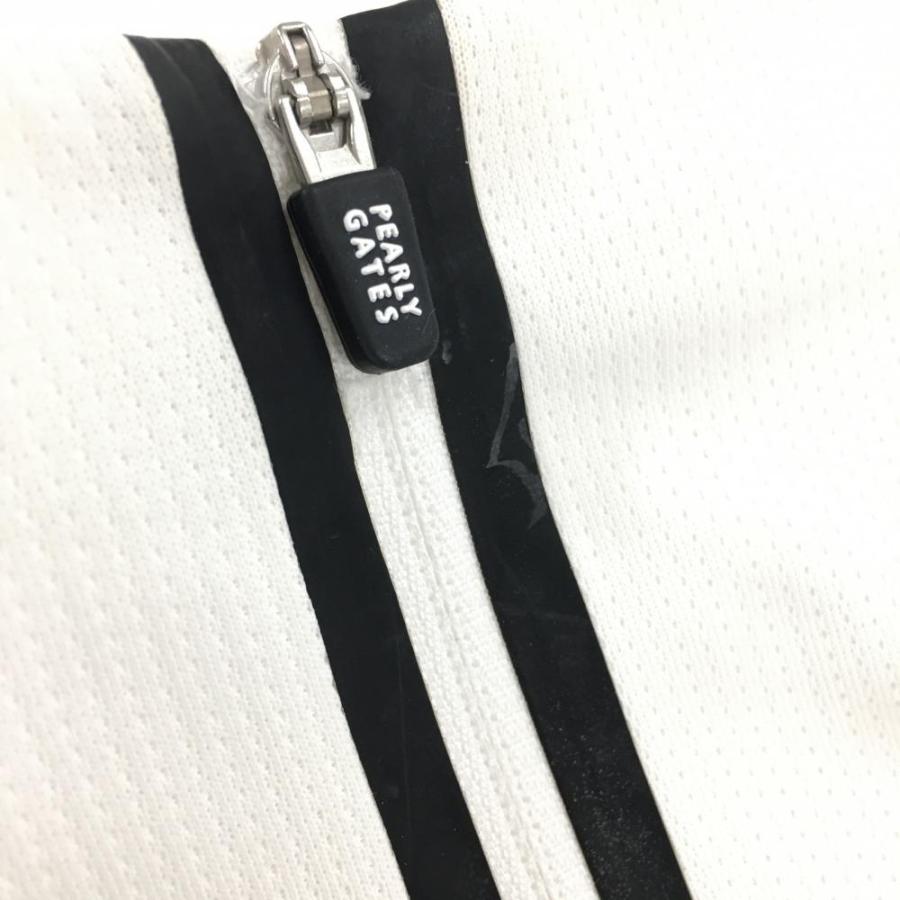 PGG PGGパーリーゲイツ ノースリーブシャツ 白×黒 ハーフジップ バック