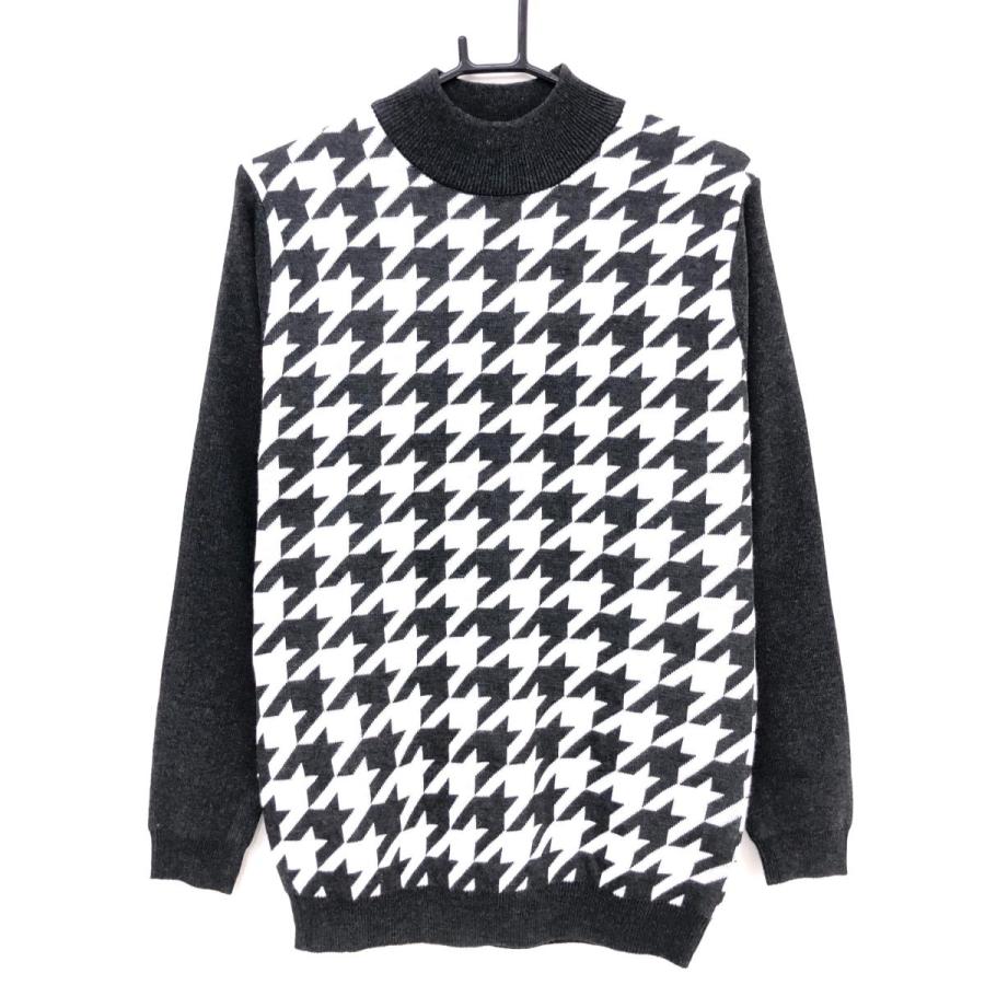 新品】ロッキー＆ホッパー ハイネックセーター グレー×白 身頃千鳥格子