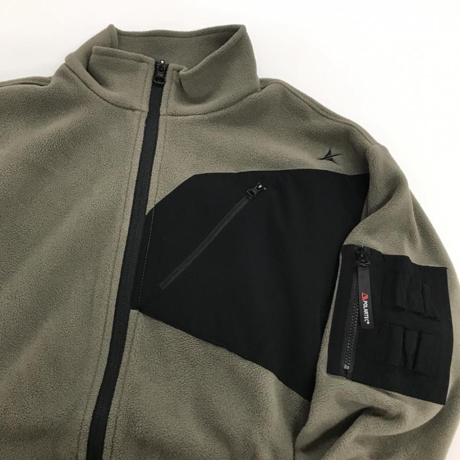 超美品】アクセル フリースジャケット カーキ×黒 POLARTEC メンズ M