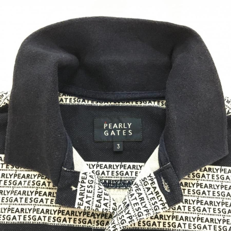 PEARLY GATES（パーリーゲイツ） 半袖ポロシャツ ネイビー×白 ロゴ