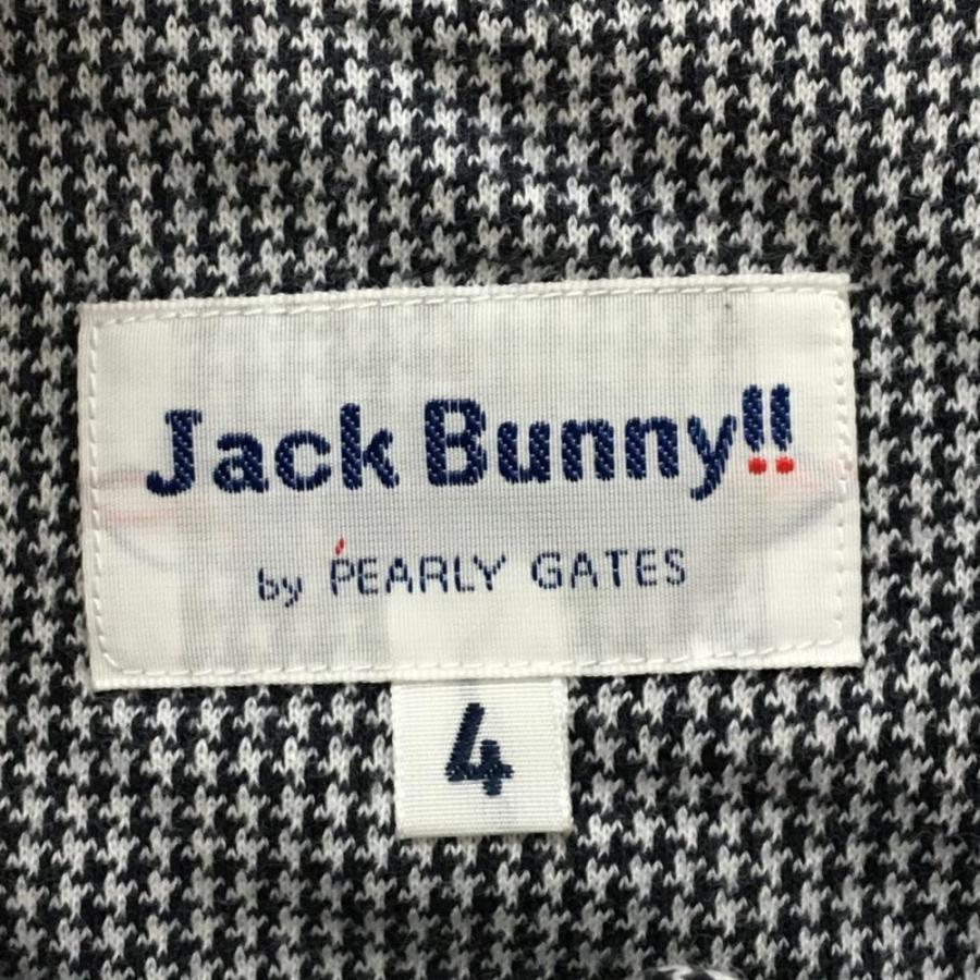 Jack Bunny!!（ジャックバニー） 半袖ポロシャツ 白×黒 千鳥格子 ロゴ
