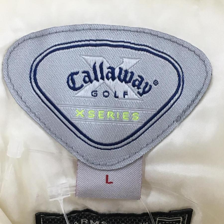 Callaway（キャロウェイ） ダウンベスト 白×ピンク ロゴ刺しゅう 裾