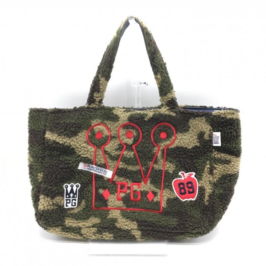 【美品】パーリーゲイツ　カモフラ　迷彩　カートバッグ　ニコちゃんキーホルダー付き PEARLY GATES（パーリーゲイツ） カートバッグ カーキ×ブラウン