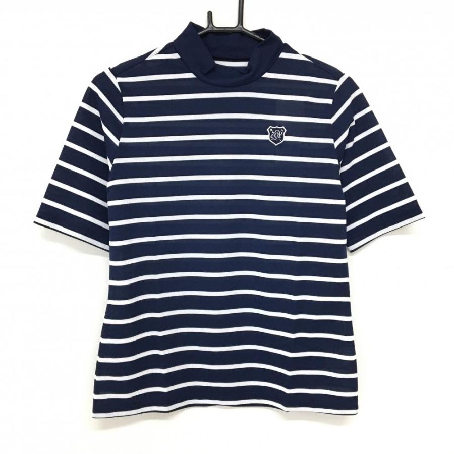 ZOY（ゾーイ） 【新品】ゾーイ 半袖ハイネックシャツ ネイビー×白