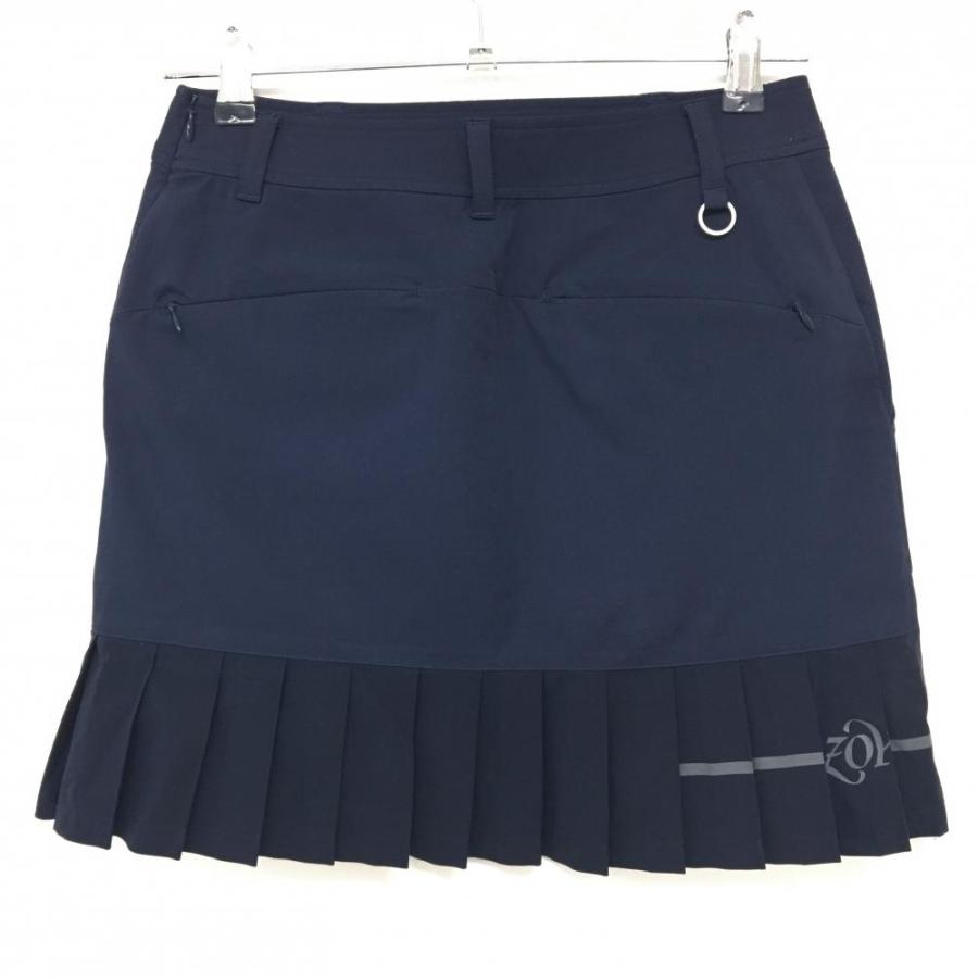 ZOY（ゾーイ） 【美品】ゾーイ スカート ネイビー 後裾プリーツ ロゴ