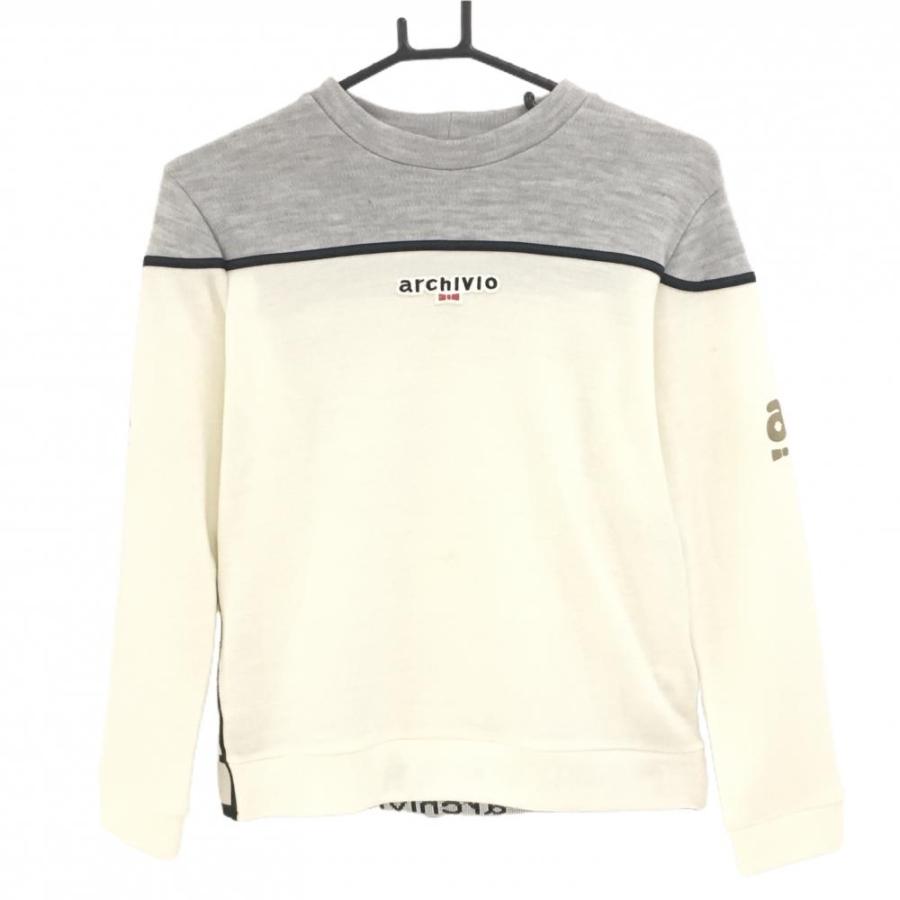 archivio セーター 38 ゴルフ archivio（アルチビオ） セーター 白×杢ライトグレー ニット ウール混