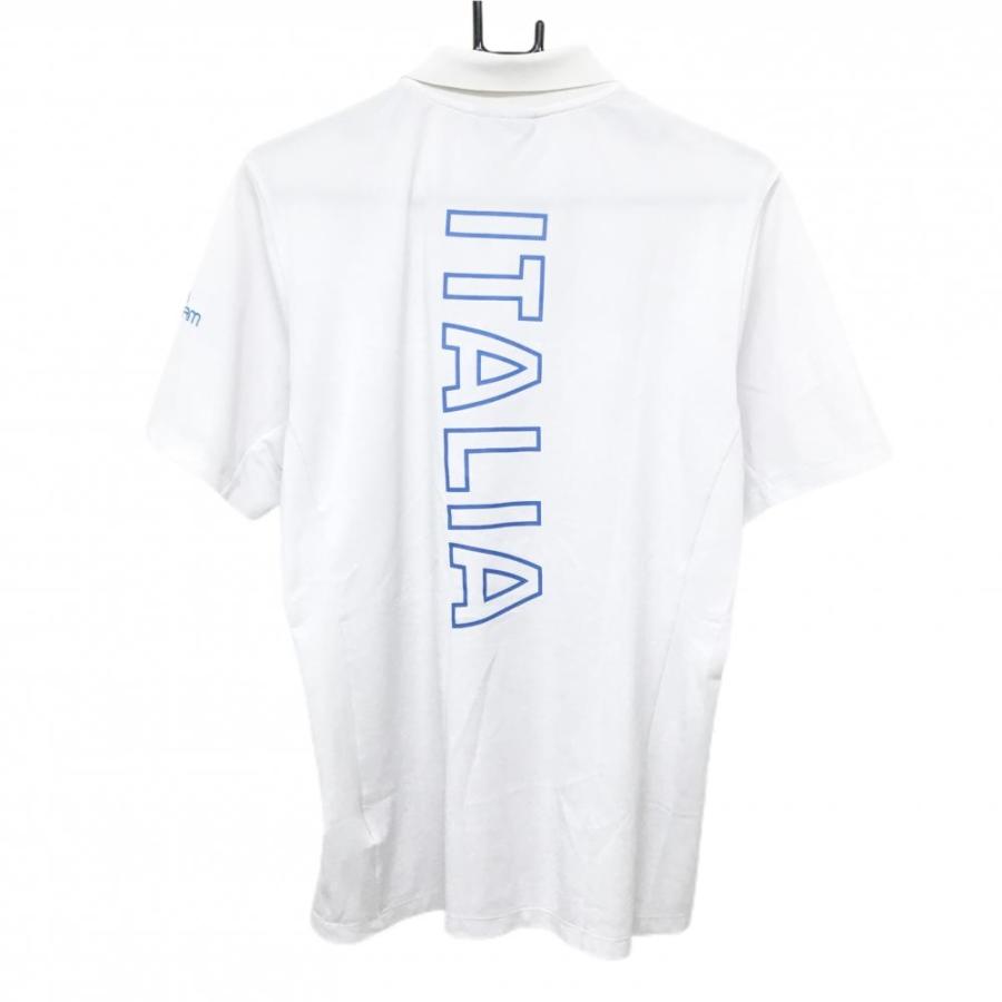Kappa（カッパ） 半袖ポロシャツ 白 ロゴブルー イタリア国旗 メンズ O