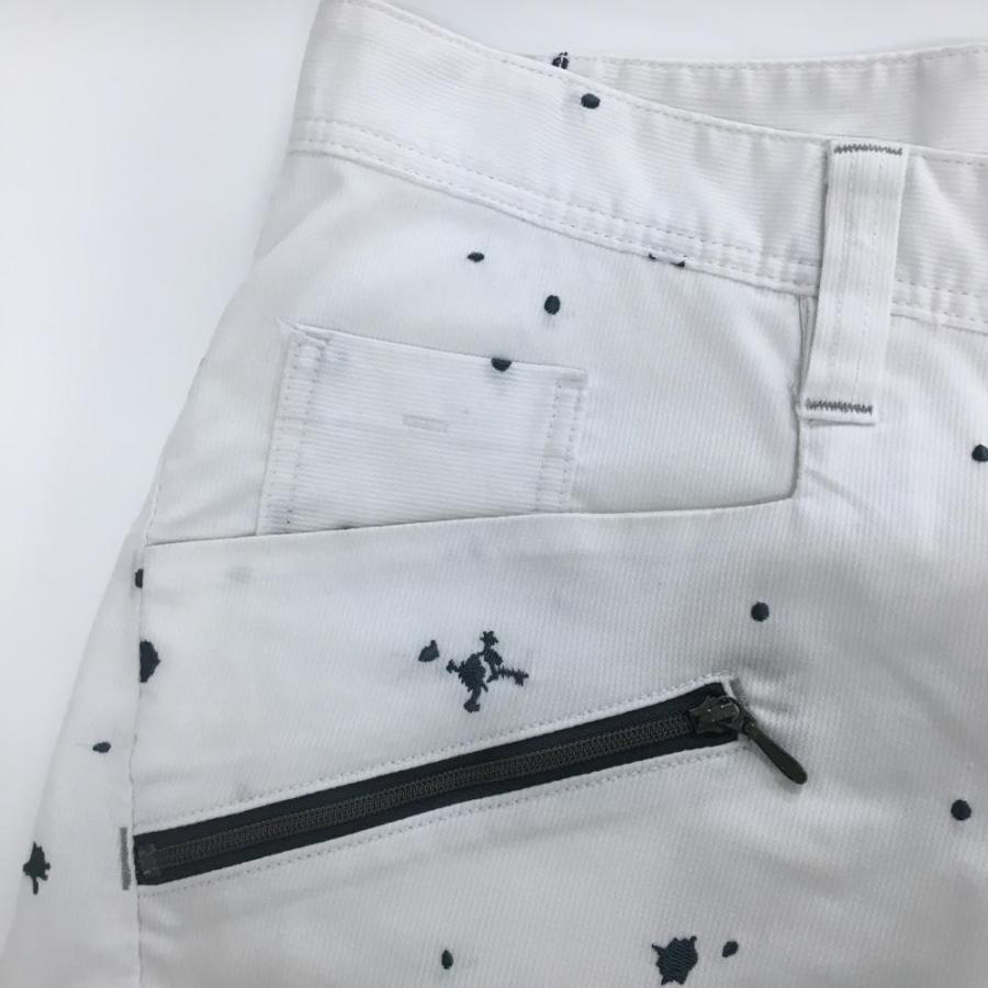 【美品】OAKLEY ゴルフウェア Mサイズ２点セット シャツ パンツ白紺 OAKLEY（オークリー） パンツ 白×ネイビー 総柄 ティー装着可 メンズ