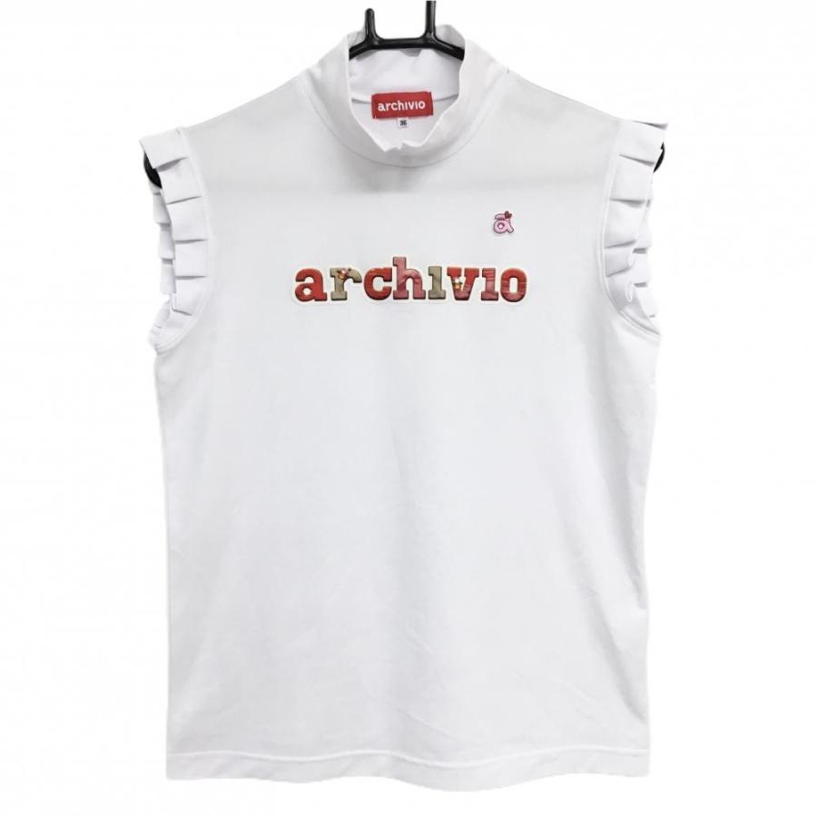 archivio（アルチビオ） 襟付ノースリーブシャツ 白 フロントロゴ