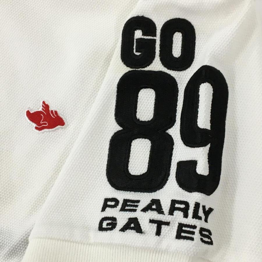 ⁠美品 パーリーゲイツ 半袖 ポロシャツ 4 メンズ 白 PG89 ロゴ⁠ PEARLY GATES（パーリーゲイツ） 半袖ポロシャツ 白 袖ロゴ刺しゅう