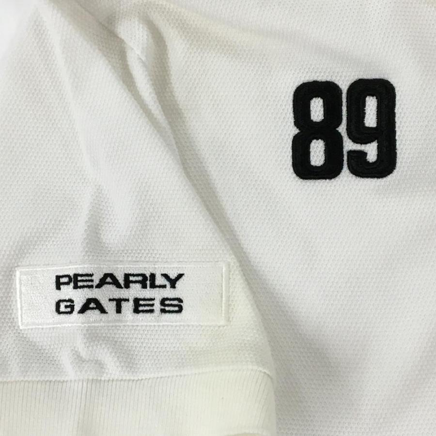 PEARLY GATES（パーリーゲイツ） 半袖ポロシャツ 白 袖ロゴ刺しゅう