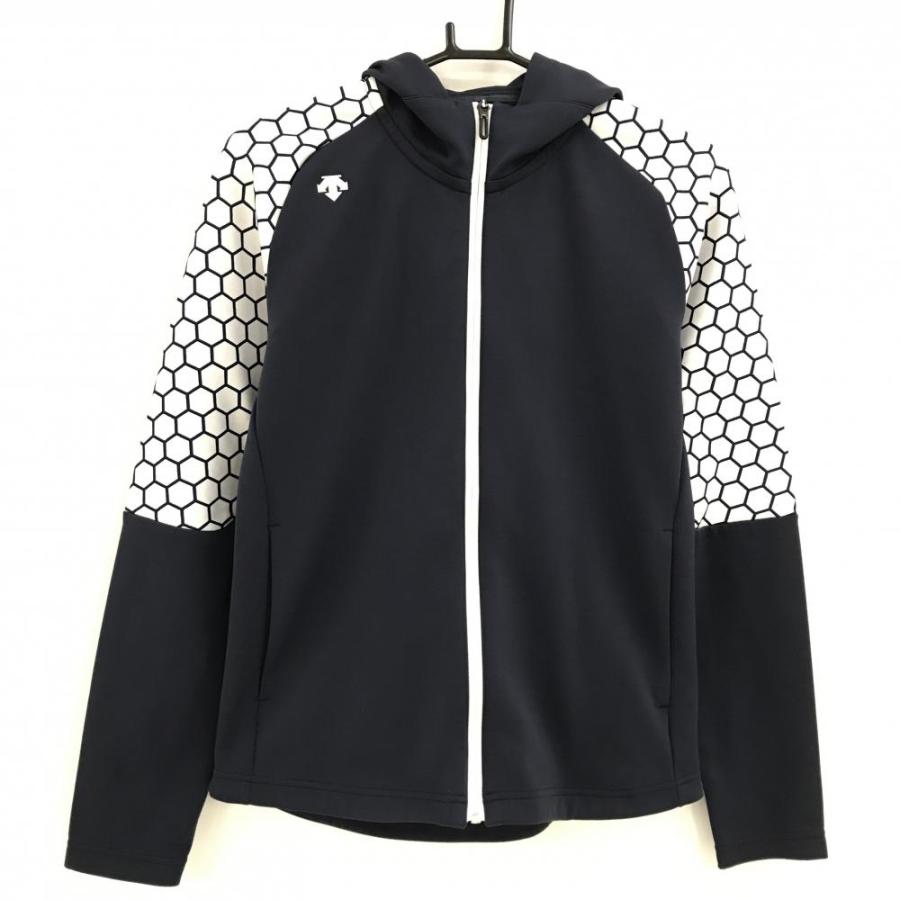DESCENTE GOLF デサントゴルフ ジップパーカー ネイビー×白 ヘキサゴン
