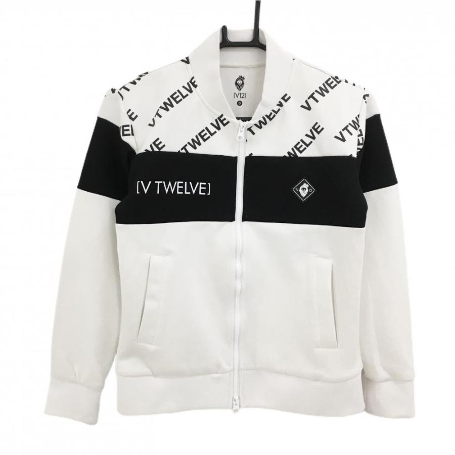 V12（ヴィ・トゥエルヴ） ジャケットブルゾン 白×黒 上部英字ロゴ柄