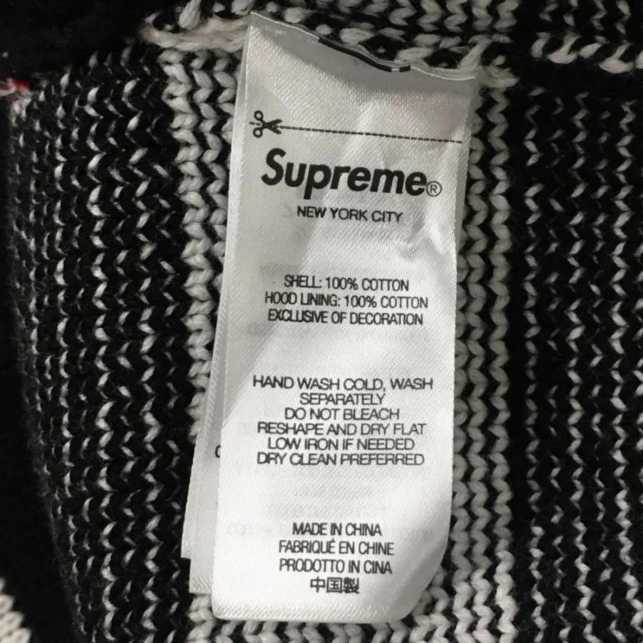 美品】Supreme シュプリーム ニットジップパーカー 黒×レッド×白