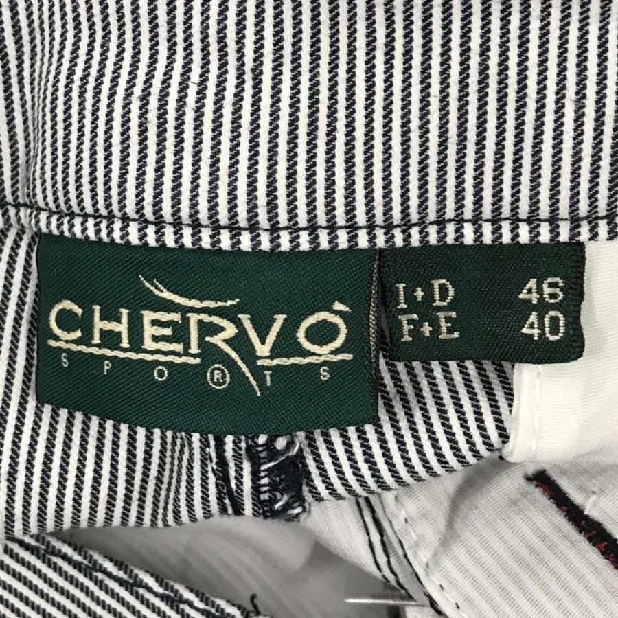 CHERVO（シェルボ） パンツ ネイビー×白 細ストライプ ストレッチ