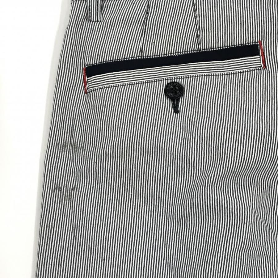 CHERVO（シェルボ） パンツ ネイビー×白 細ストライプ ストレッチ