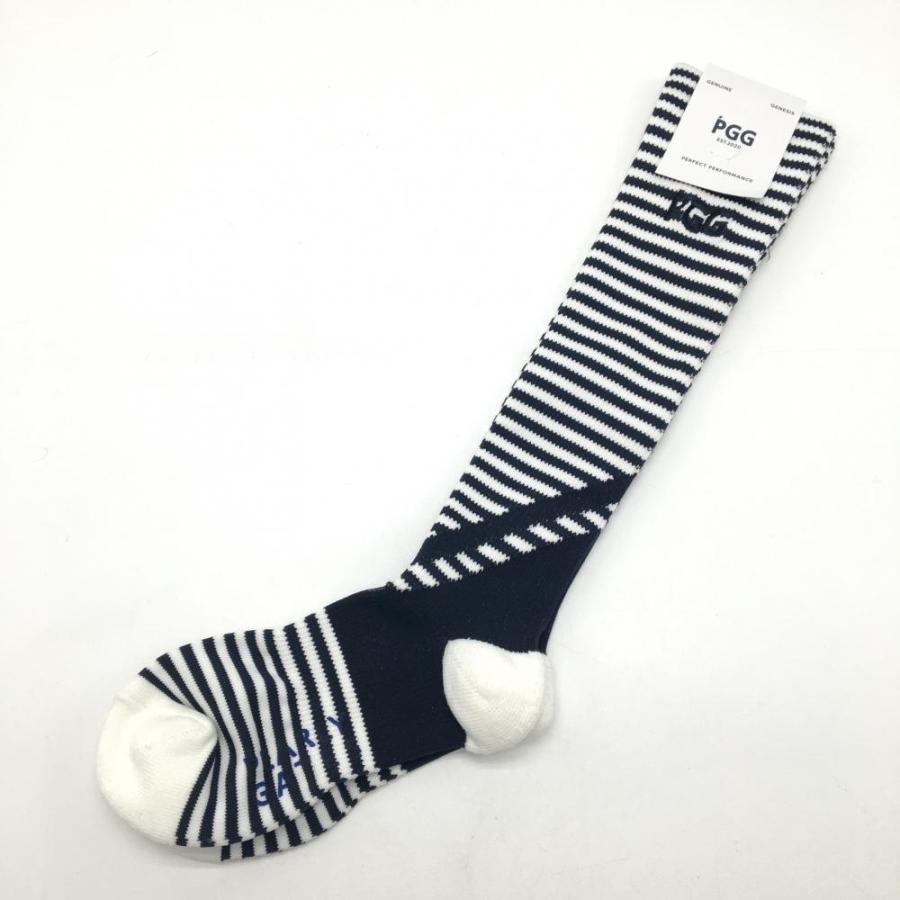 PGG 【新品】PGGパーリーゲイツ ハイソックス 白×ネイビー ボーダー