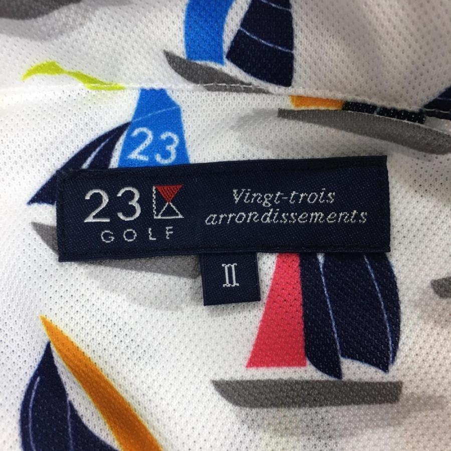 23区GOLF 23区ゴルフ 半袖ポロシャツ 白×マルチカラー ヨット総柄