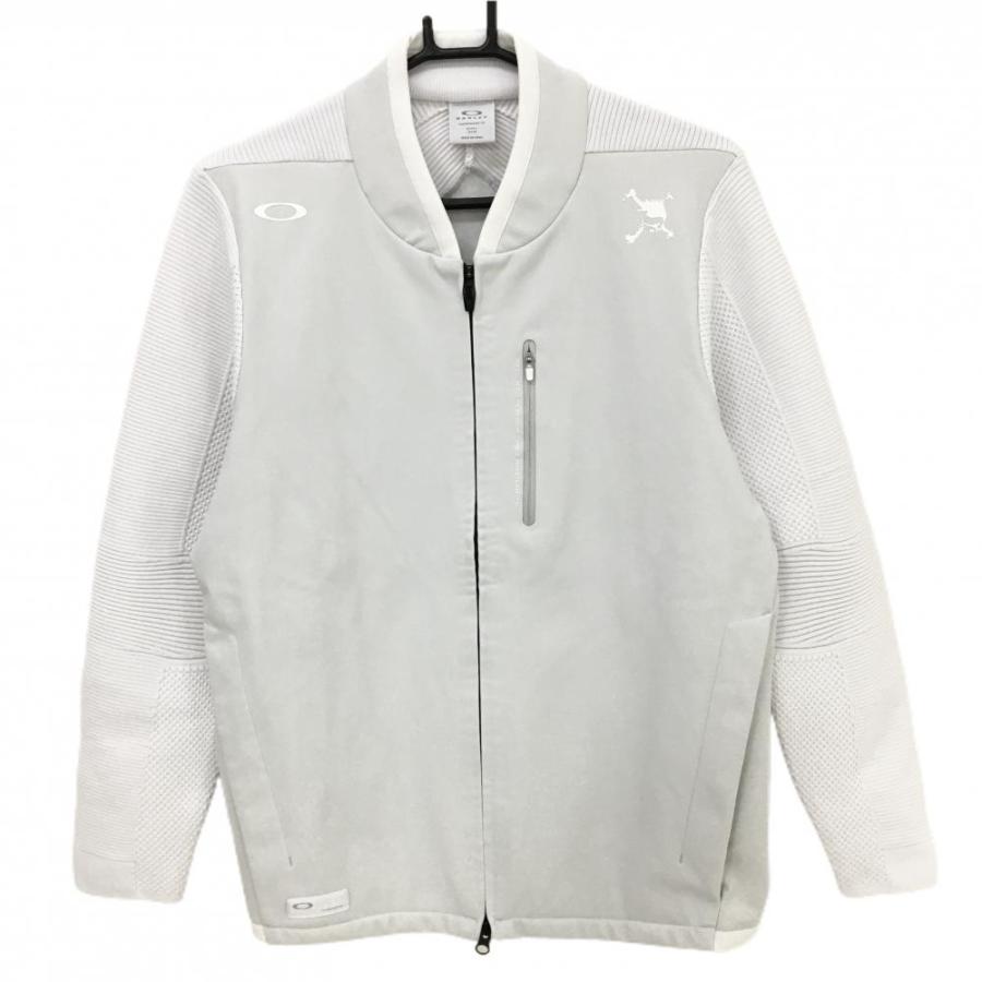 OAKLEY（オークリー） 切替ジャケット 白×ライトグレー スカルプリント