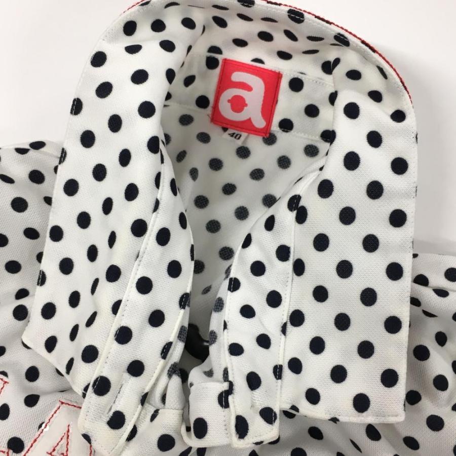 archivio（アルチビオ） 半袖ポロシャツ 白×ダークネイビー ドット