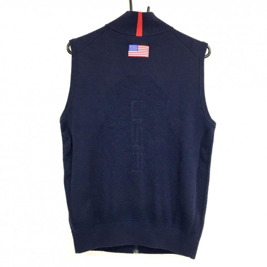 RLX 【超美品】RLXラルフローレン ニットジップベスト ネイビー 背面一