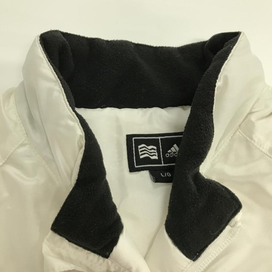 adidas（アディダス） 中綿ジャケット 白×黒 袖3ライン ロゴ刺しゅう 