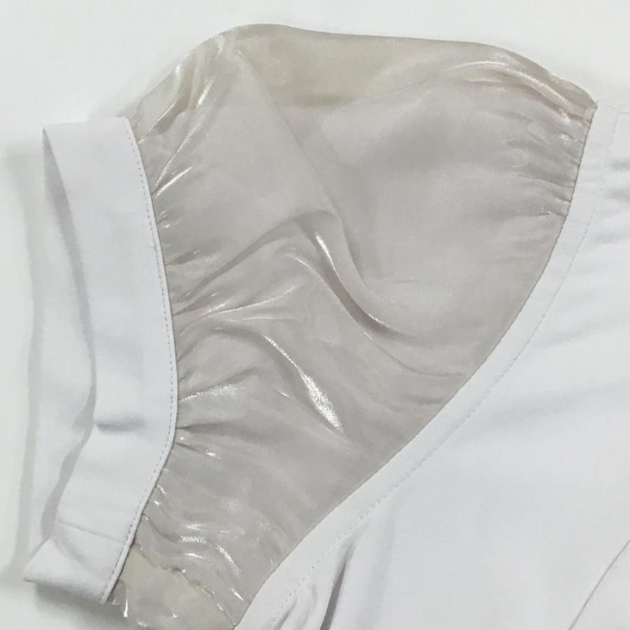 【新品】デサントゴルフ 半袖シャツ 白 パフスリーブ LUXE COLLECTION スワロフスキー 中田英寿 レディース L ゴルフウェア DESCENTEの画像