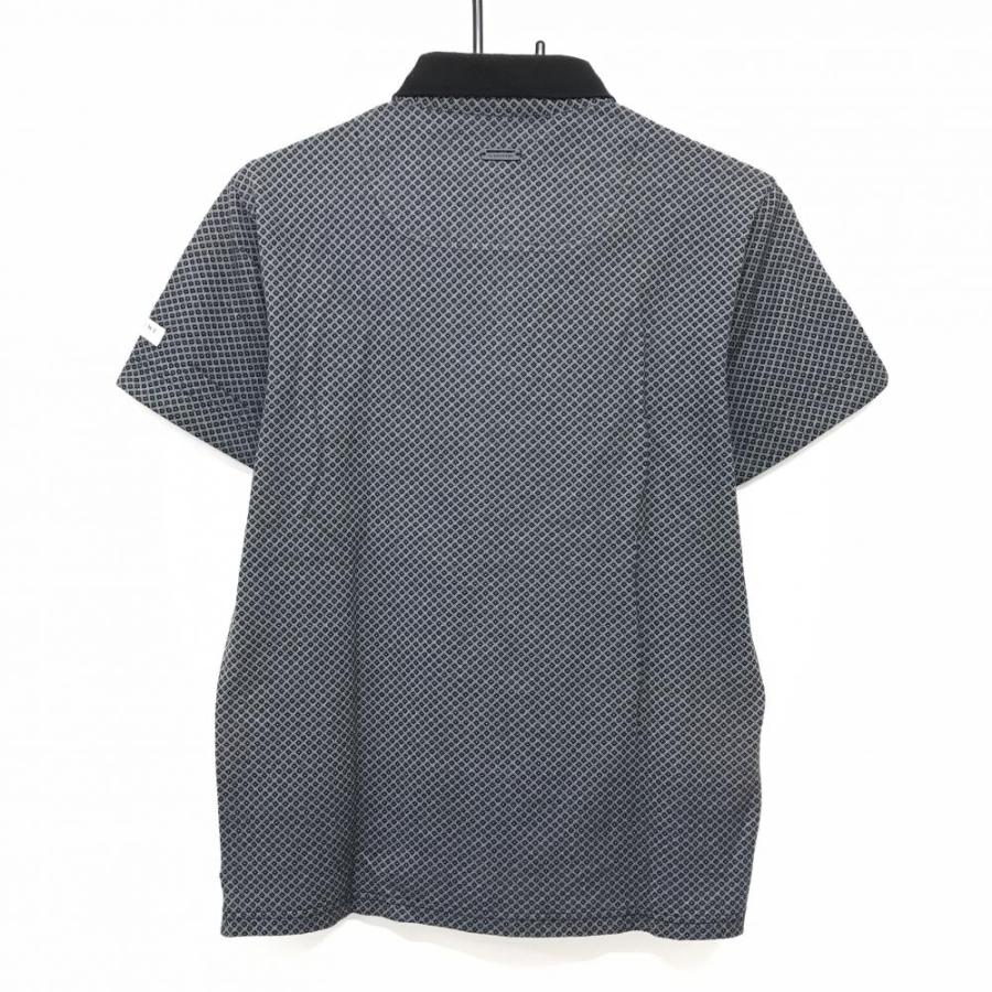 St ANDREWS セントアンドリュース 半袖ポロシャツ 黒×白 総柄 ボタン