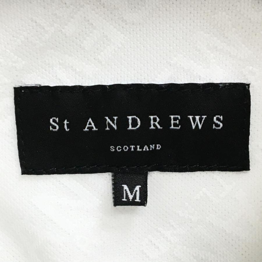 St ANDREWS 【美品】セントアンドリュース 半袖ポロシャツ 白×シルバー