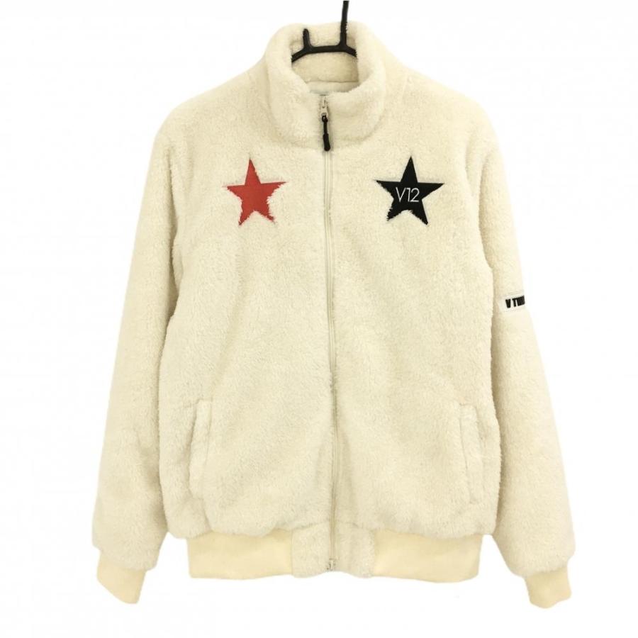 V12（ヴィ・トゥエルヴ） 【美品】V12 ボアブルゾン 白 背面ロゴ 裏地