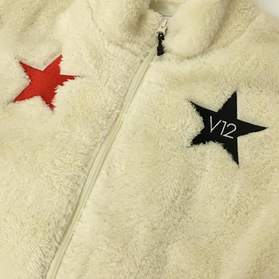 V12（ヴィ・トゥエルヴ） 【美品】V12 ボアブルゾン 白 背面ロゴ 裏地