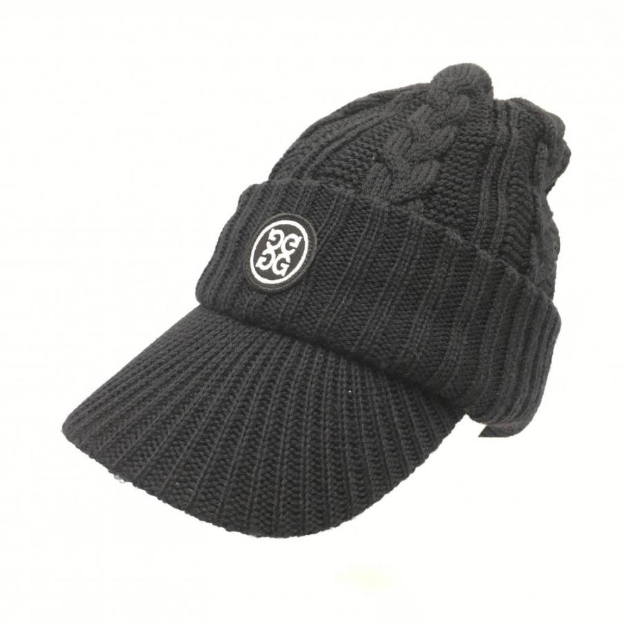 G/FORE（ジーフォア） 【美品】ジーフォア つば付ニット帽 黒 ロゴ白
