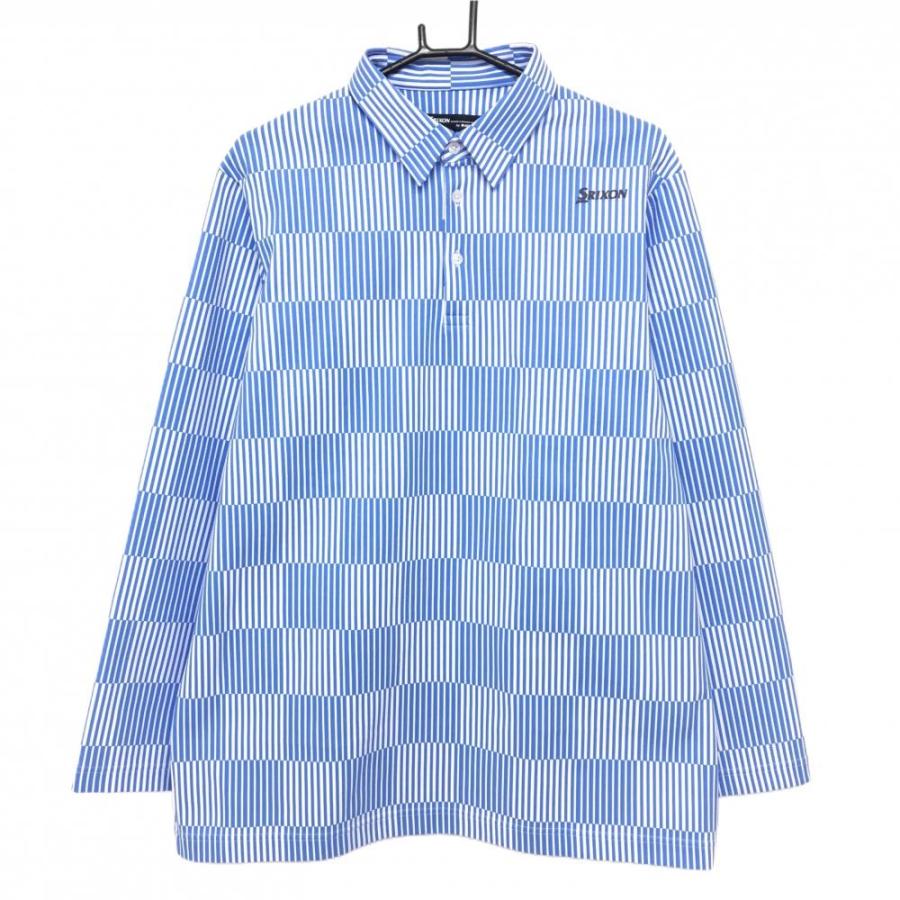 SRIXON 【超美品】スリクソンバイデサント 長袖ポロシャツ 白×ブルー