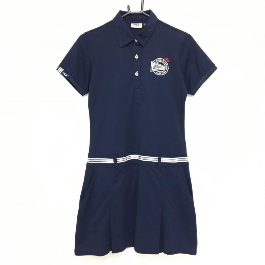 FILA GOLF 【美品】フィラゴルフ 半袖ポロワンピース ネイビー×白 