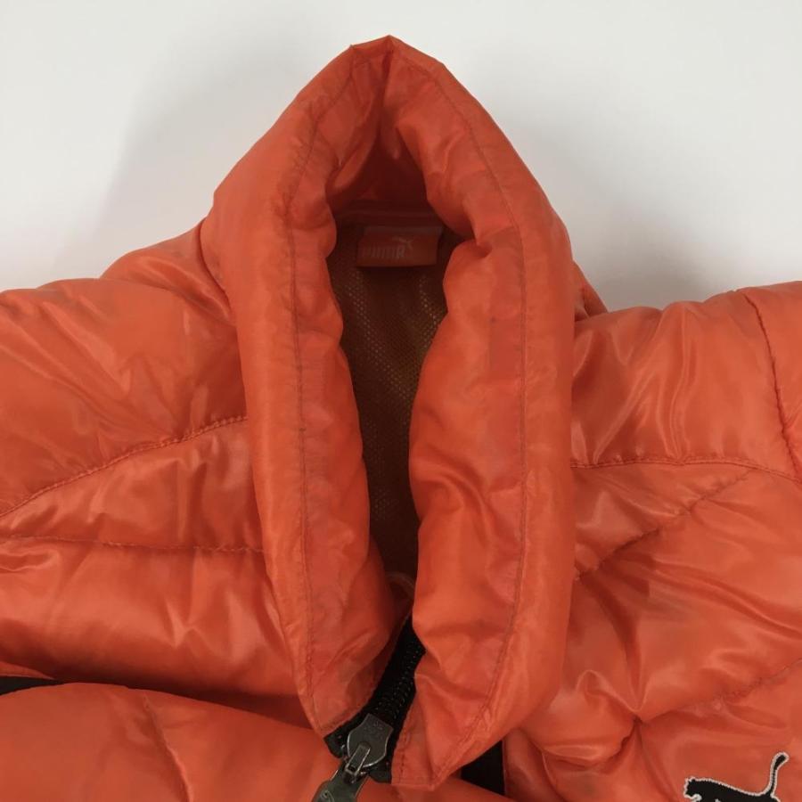 PUMA（プーマ） 2WAYダウンジャケット オレンジ×黒 袖着脱可 胸ロゴ