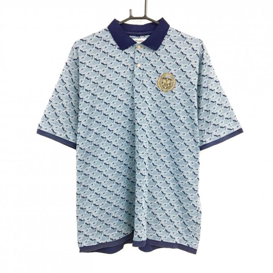 Russeluno（ラッセルノ） 半袖ポロシャツ スモーキーブルー系×ネイビー 