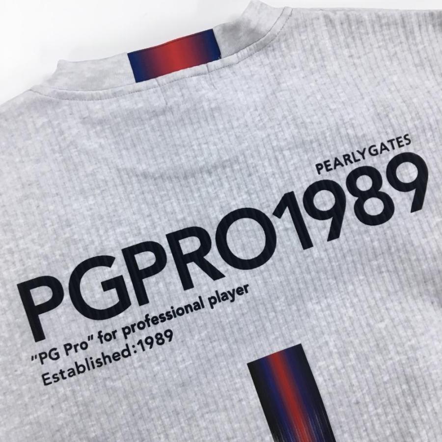 【新品】パーリーゲイツ トレーナー 杢ライトグレー 背面プリント ストライプ織生地 メンズ 6(XL) ゴルフウェア 2024年モデル PEARLY GATES_2