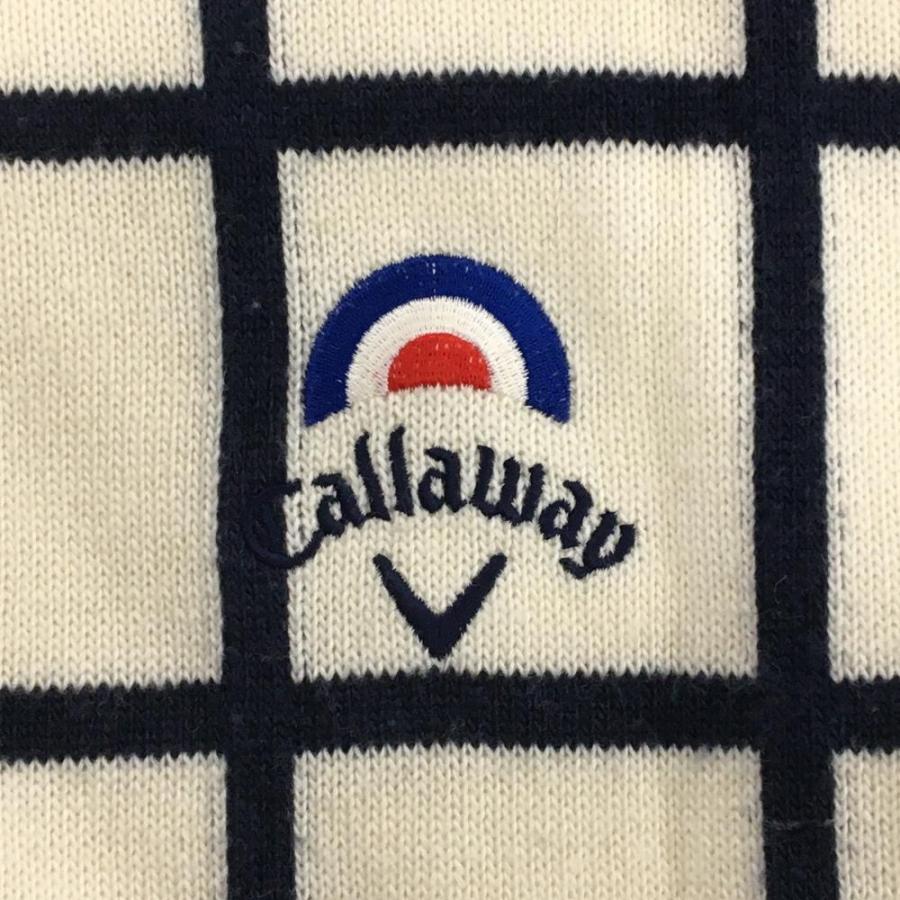 Callaway（キャロウェイ） ニットジャケット 白×ネイビー 前身頃格子