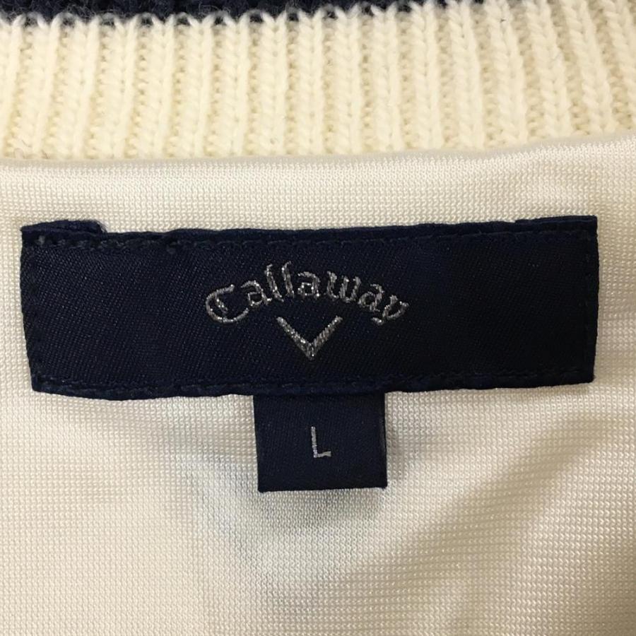 Callaway（キャロウェイ） ニットジャケット 白×ネイビー 前身頃格子