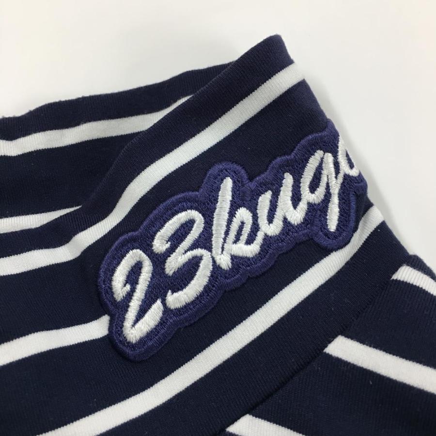 23区GOLF 【超美品】23区ゴルフ 長袖ハイネックシャツ ネイビー×白
