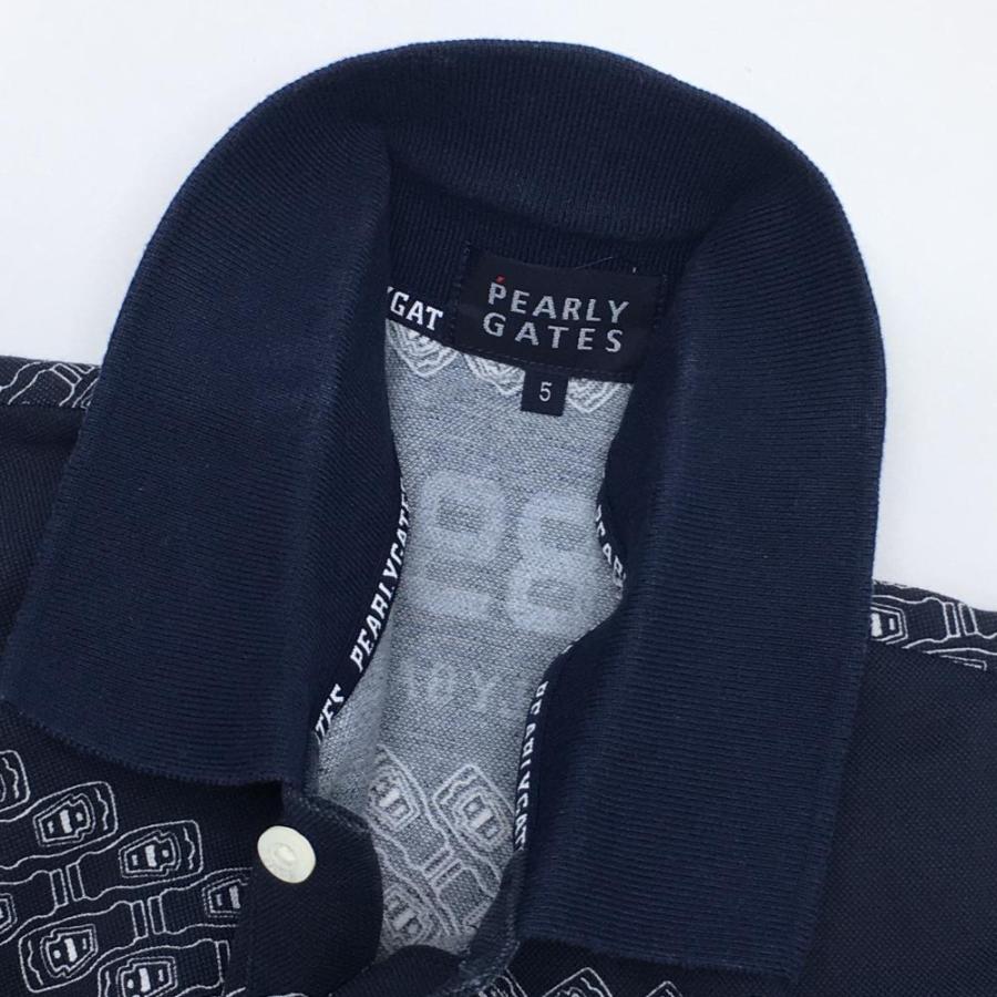 PEARLY GATES（パーリーゲイツ） 半袖ポロシャツ ダークネイビー×白 総